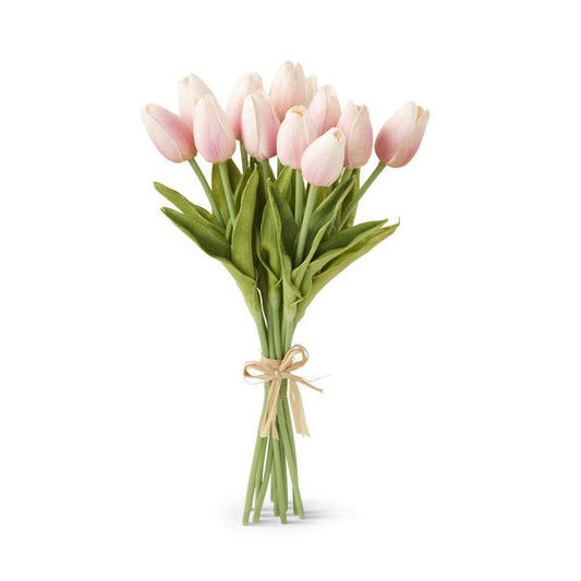 Pink Real Touch Mini Tulip Bundle 13.5" (12 stems). Item #11399B-PK