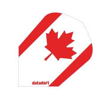 Max Air Flights dart flight with red and white design featuring a red maple leaf and datadart logo