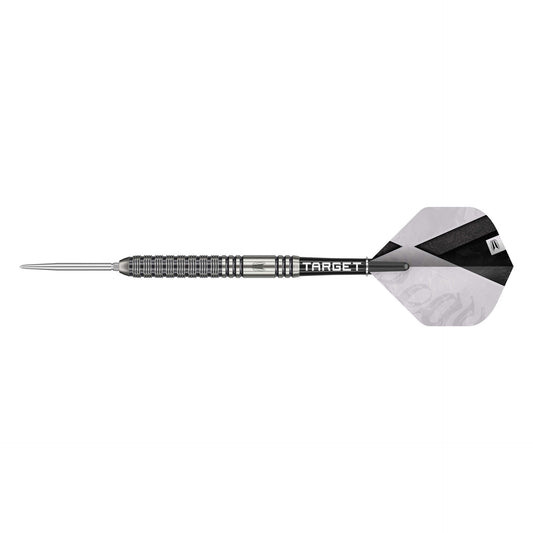 Beau Greaves G1 SP 90%Tungsten Dart with a black and white target design on a white background