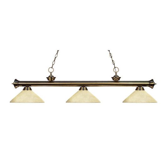 Riviera 3 Shade Antique Brass Light