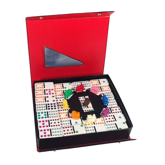 Mexican Train Double 12 w/Case - Dots shown in the carrying case