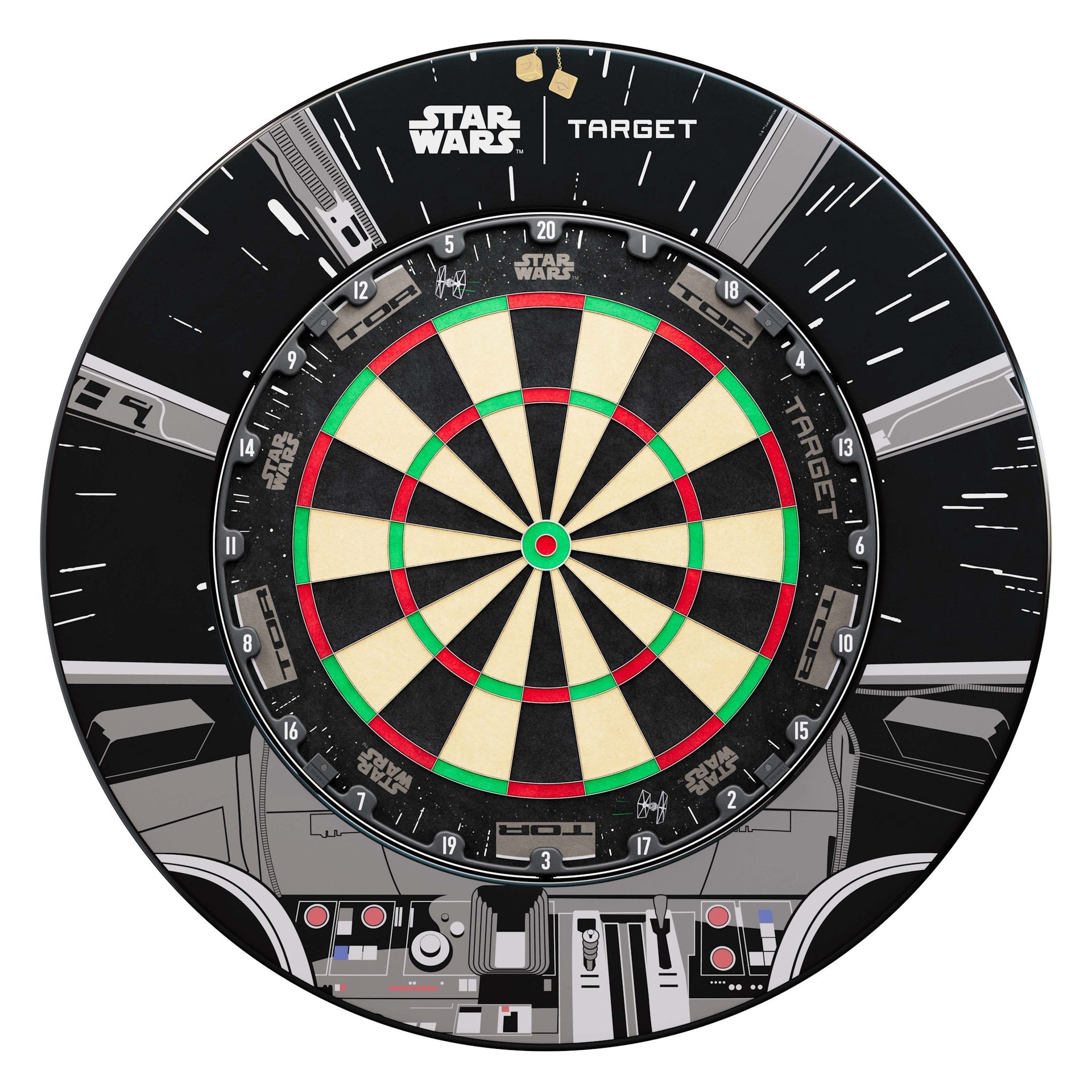 Dartboard with Star Wars design featuring Target branding Dartboard with Star Wars design featuring Target branding
