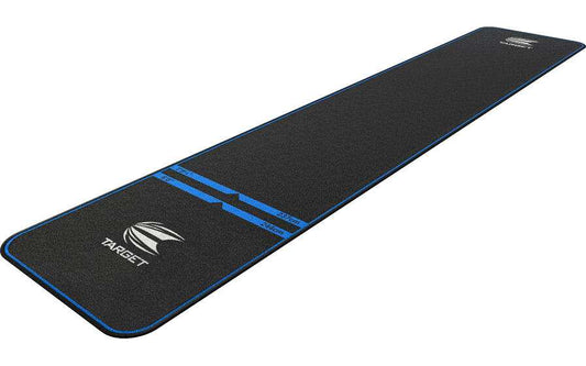 Target Light Weight Soft Dart Mat with blue trim and non-slip latex underlay for floor protection