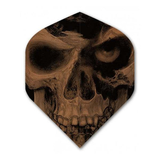 Alchemy Flights poly dart flight with dark skull design, 100 microns thick, extra tough and durable