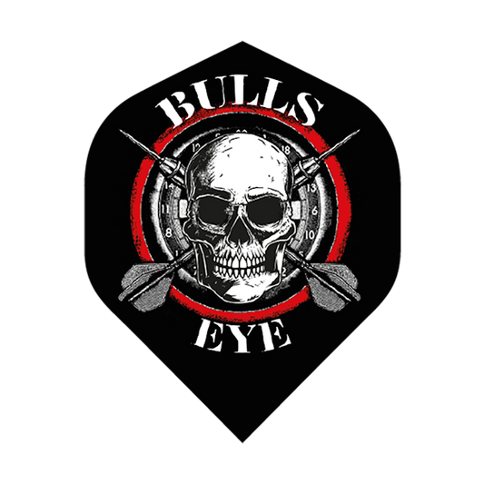 BD Exclusive Flights durable 100 Micron standard size set of 3 darts flights with skull and dartboard design
