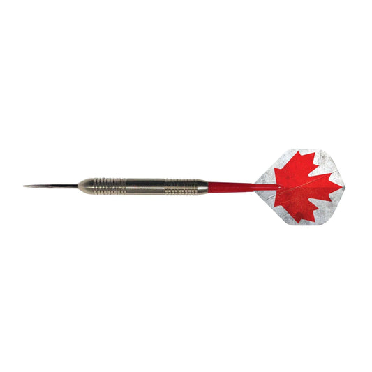 Canadian Nickel Darts with nickel barrel and Canadian flag flights for beginner dart players