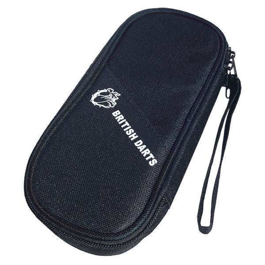 BD Carryall Dart Wallet black zippered case with wrist strap and British Darts logo
