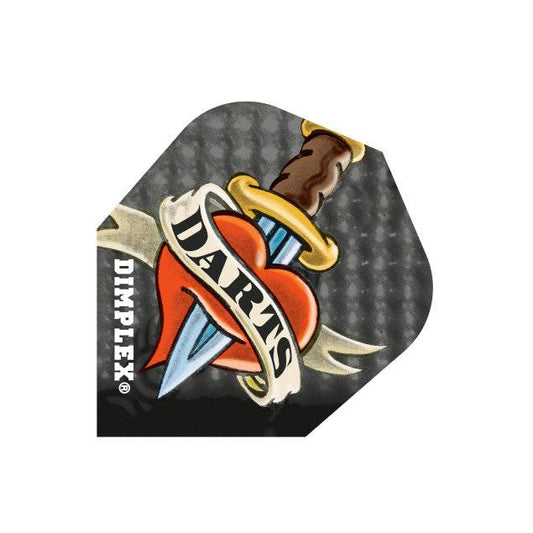 Dimplex Flights dart flight with dimples and heart dagger design for improved accuracy