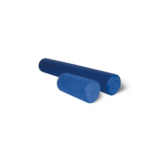 Two blue Ultimate EVA foam rollers, featuring durable material and rounded edges for comfort, used in fitness, Pilates, and massage therapy.