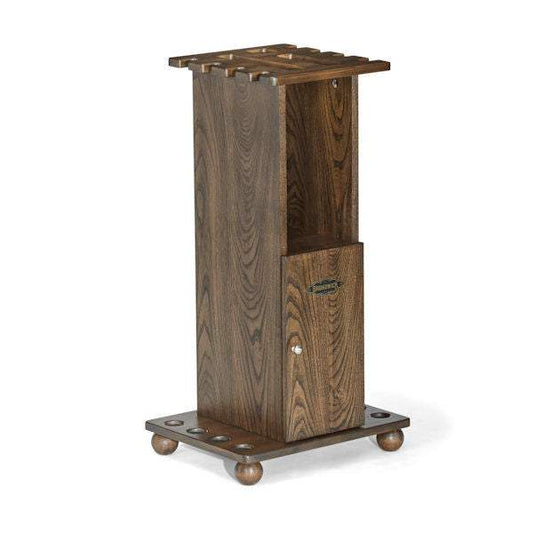 Heritage Floor Rack wooden billiard cue holder with accessory storage and ball racks