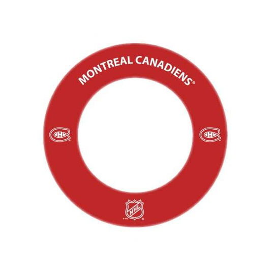 Red NHL® Dartboard Surround with Montreal Canadiens logos and NHL shield for dart protection