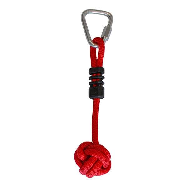 Red nylon rope knot with metal carabiner for Slackers Ninjaline 36' Intro Kit obstacle course Red nylon rope knot with metal carabiner for Slackers Ninjaline 36' Intro Kit obstacle course