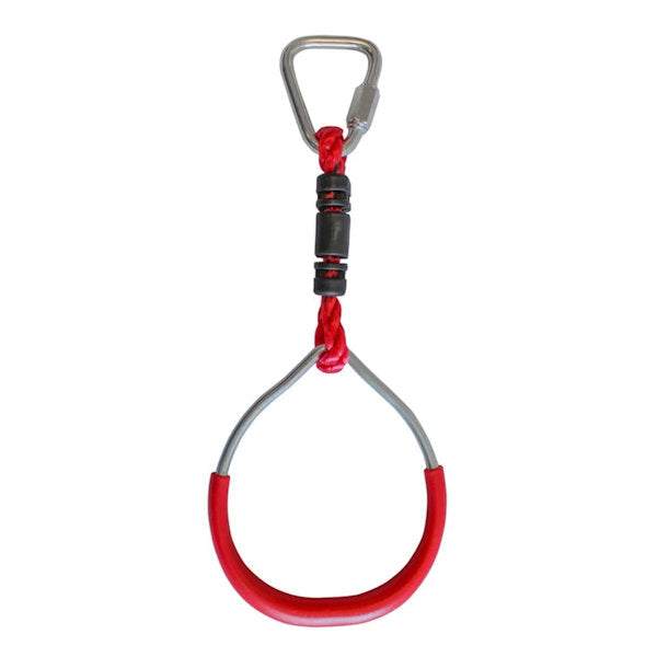 Slackers Ninjaline 36' Intro Kit steel gym ring with red grip and carabiner clip Slackers Ninjaline 36' Intro Kit steel gym ring with red grip and carabiner clip