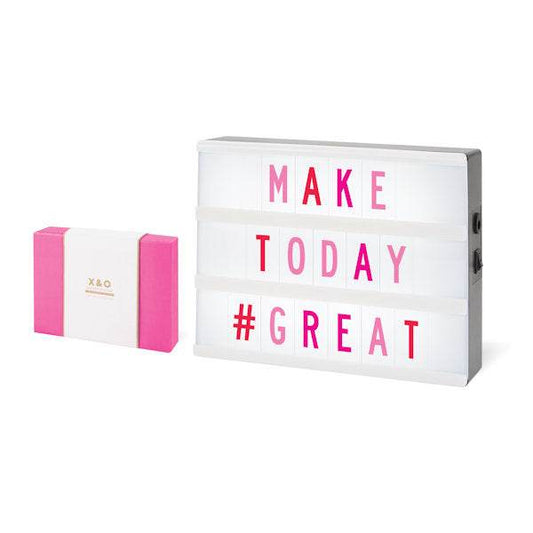 Marquee Sign - Neon Pink lightbox with customizable pink neon letters and gift box
