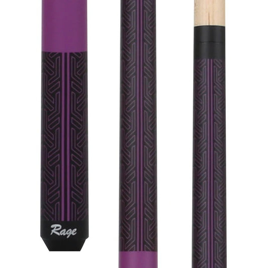 Rage Matte Purple Wrapless Cue close up of the cue with three views