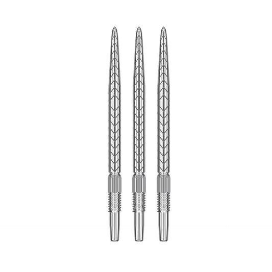 RVE silver points with a threaded end on white background.