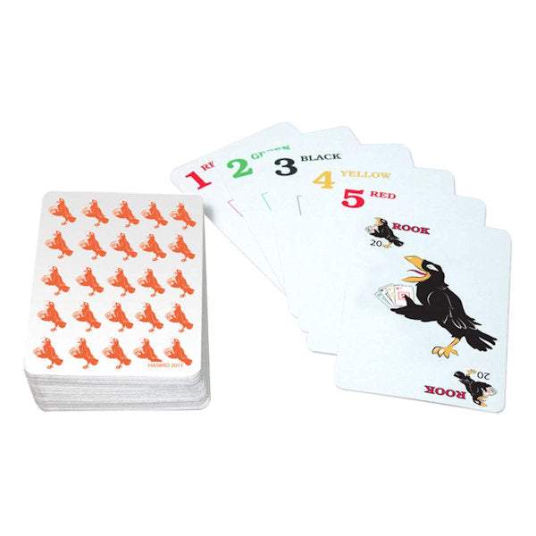 Deluxe Rook card game set with 56 numbered cards and unique Rook Bird card Deluxe Rook card game set with 56 numbered cards and unique Rook Bird card