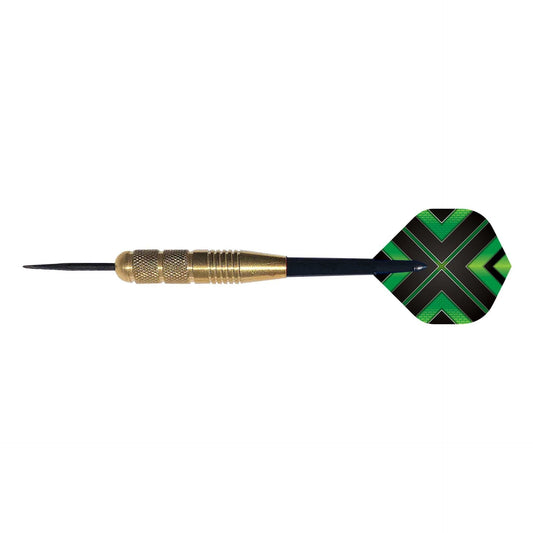 Thunderbird brass dart with brass barrel and green black flight for entry-level players