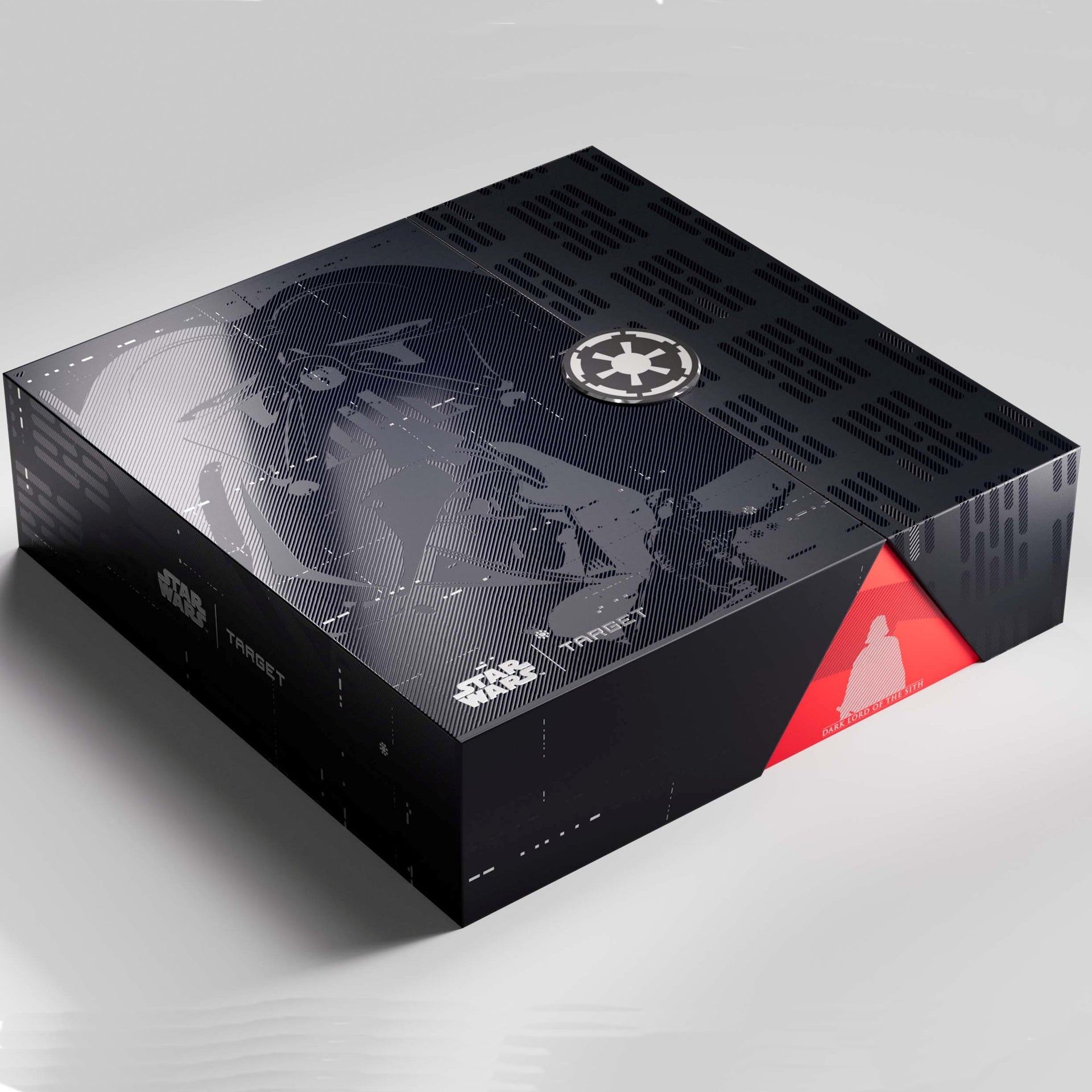 Star Wars-themed product packaging with a character and logo on a gray background Star Wars-themed product packaging with a character and logo on a gray background