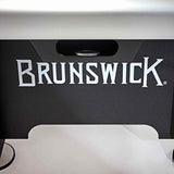 Close-up of Brunswick logo on 7' V-Force 2.0 Air Hockey table with sleek aluminum and black finish Close-up of Brunswick logo on 7' V-Force 2.0 Air Hockey table with sleek aluminum and black finish