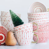 Stoneware Red Pattern Mug Set (4) Stoneware Red Pattern Mug Set (4)