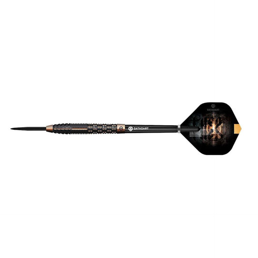 Datadart Aether 95% Tungsten dart barrels with shark-cut front, radial grooves, black bronze finish, and laser-etched logo