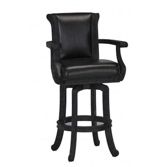 Brunswick Centennial Bar Stool in black with swivel seat and armrests, 32-inch height