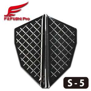 Fit Flight Pro S-5 black dart flight with grid lattice frame for durability and shape retention