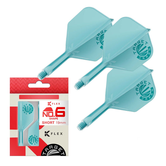 K-Flex No.6 Flight & Shaft Aqua sytem with packaging on a white background