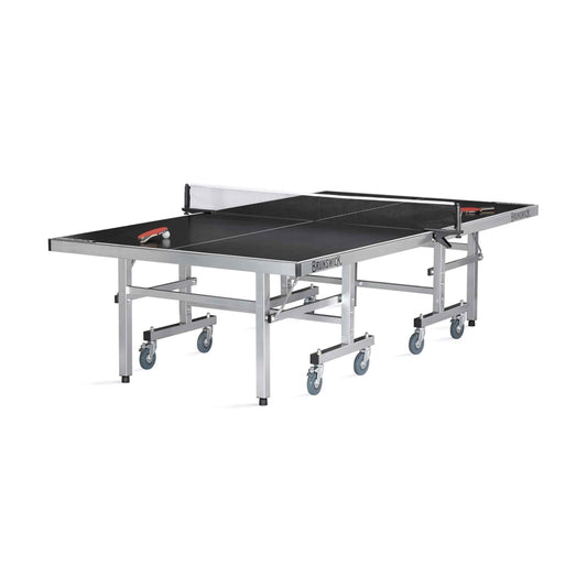 Smash 7.0 IO Table Tennis with black 4mm play surface, silver durable frame, folding design, and caster wheels for indoor/outdoor use