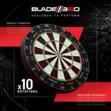 Dartboard with Blade360 branding on a dark background