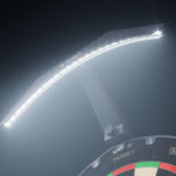 Target Arc Dartboard Lighting System with bright LED lights illuminating a dartboard for shadowless play