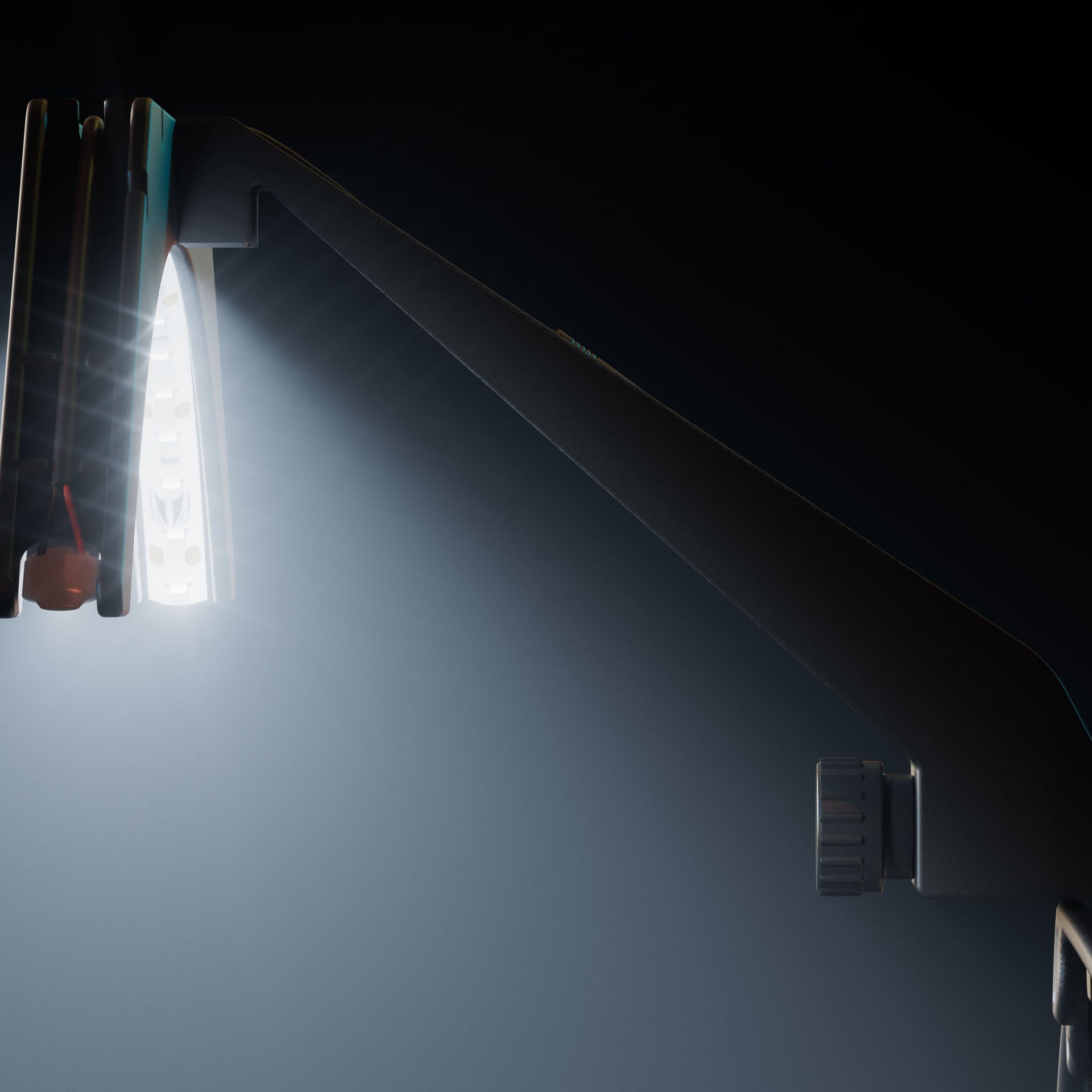 Target Arc Dartboard Lighting System in dark room showing light on