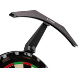 Target Arc Dartboard Lighting System with LED light and adjustable arm mounted on dartboard