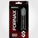 Winmau Fornax dart packaging with a red and black design on a white background