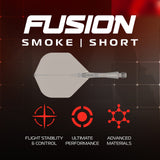 Fusion Smoke Short dart flight with features on a dark background