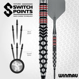 Winmau darts with switch points technology on a white background