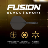 Fusion Black Short dart flight with features on a dark background