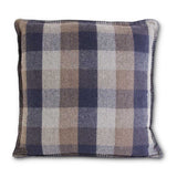 Tan and Blue Plaid Wool Pillow