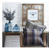 Tan and Blue Plaid Wool Pillow