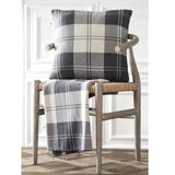 Cotton Knit Gray & Cream Tartan Plaid Pillow