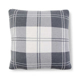 Cotton Knit Gray & Cream Tartan Plaid Pillow