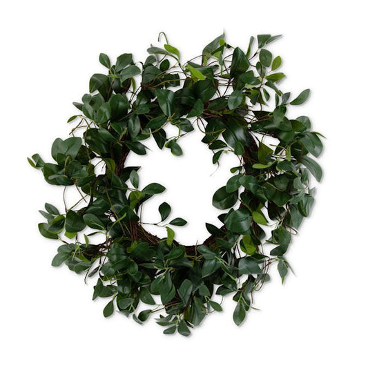 Rubber Plant 31" Wreath, Green