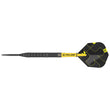Bolide Void 90% tungsten darts with black titanium coating, radial grooves, Pro Grip shafts, and No.6 flights set