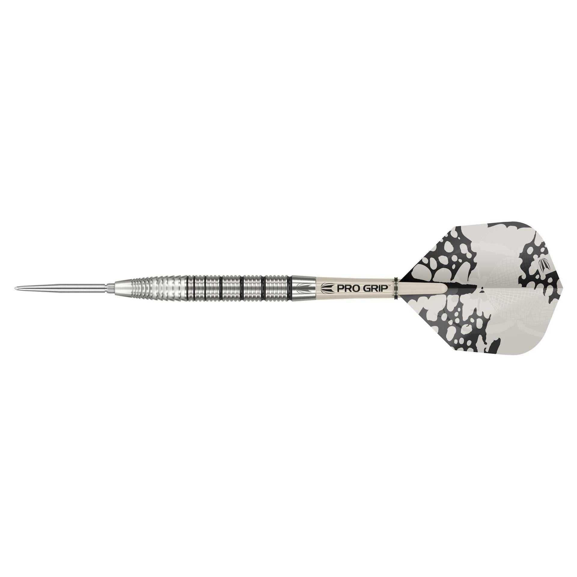 EXO SP 90% Tungsten darts with radial-grooved grip, Swiss Point Technology, and Pro Ultra flights set