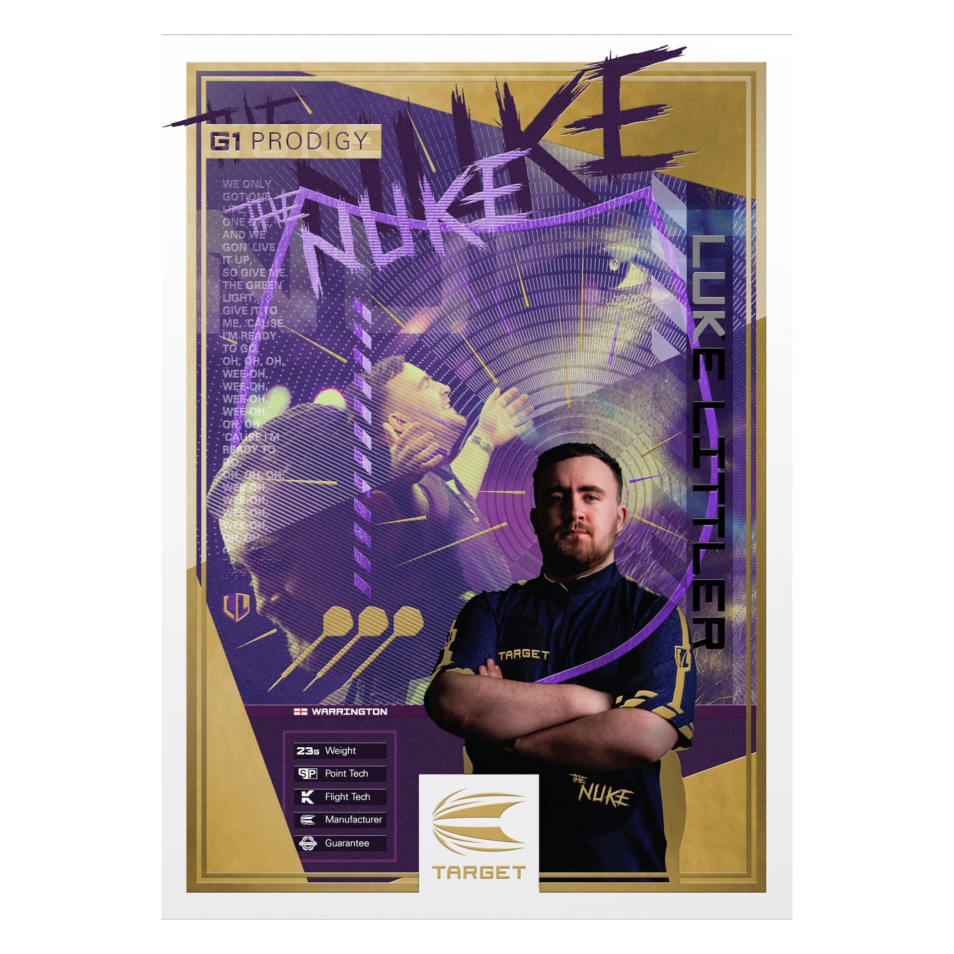Luke Littler G1 Prodigy SP 90% Tungsten packaging
