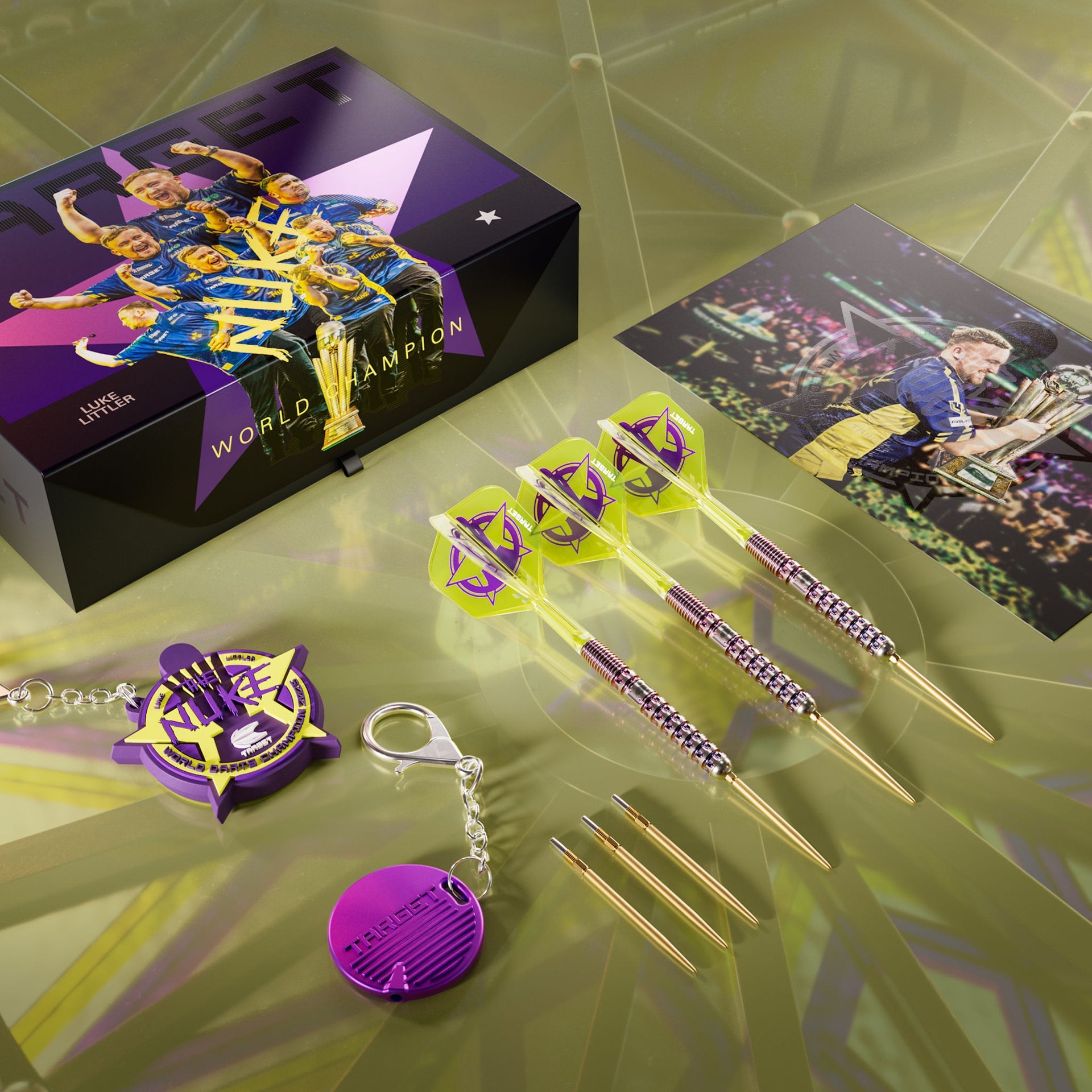 Luke Littler World Champion 90% Tungsten what's in the box