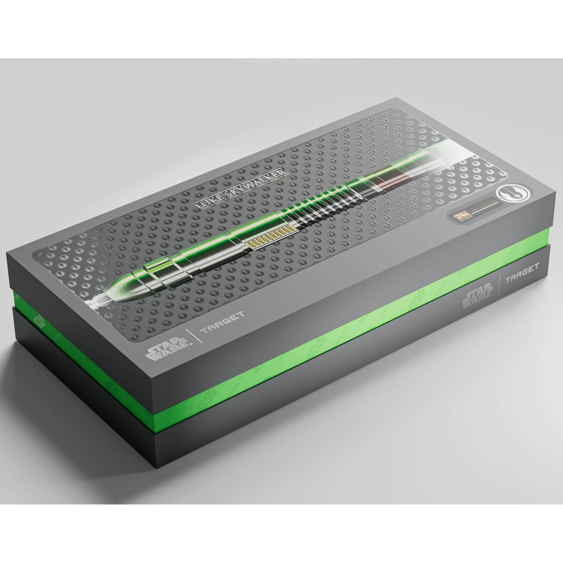 STAR WARS™ Luke Skywalker Lightsaber First Edition 95% SP Darts branded box with grey background