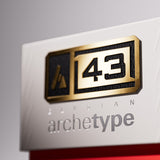 Elysian Archetype 43 SP 95% Tungsten close up of the 43 logo design