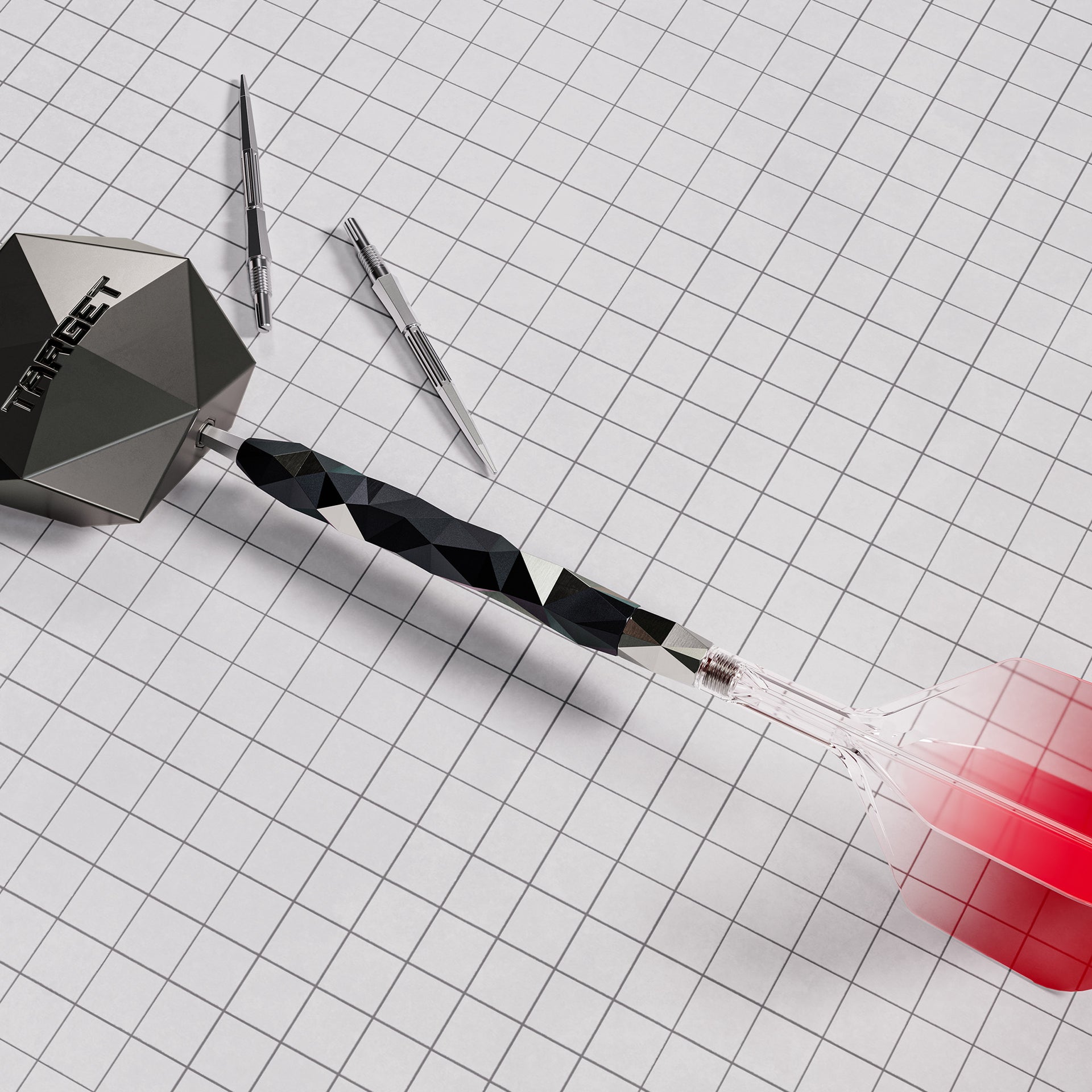 Elysian Archetype 43 SP 95% Tungsten close up one dart on checkered background